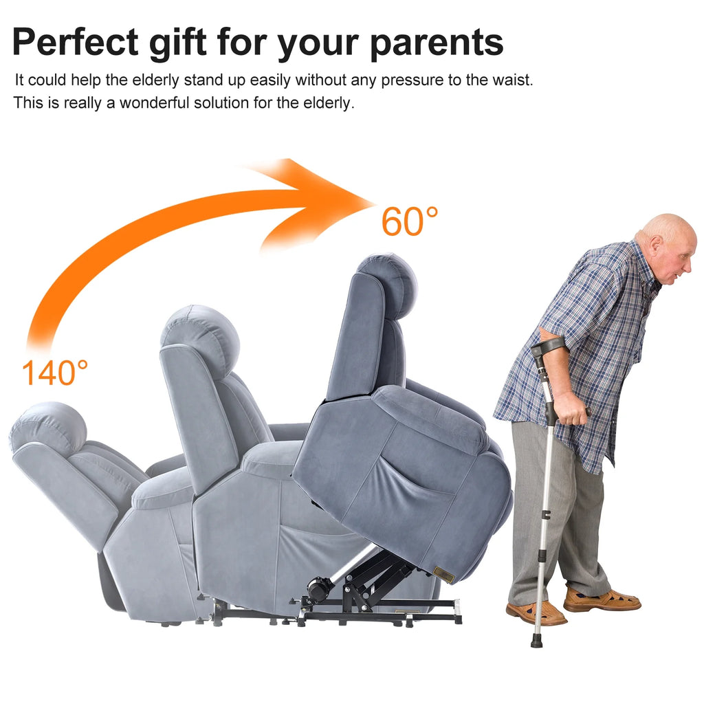 Light Gray Cashmere Fabric Power Recliner Sofa Chair K856734