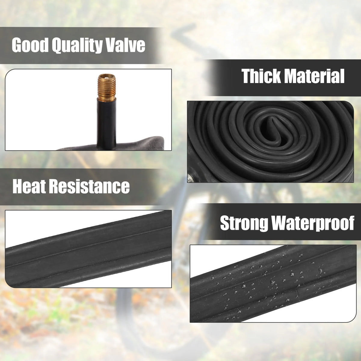 3 Pcs 16 inch Bike Inner Tube Rubber 29mm Long Straight Valve R429