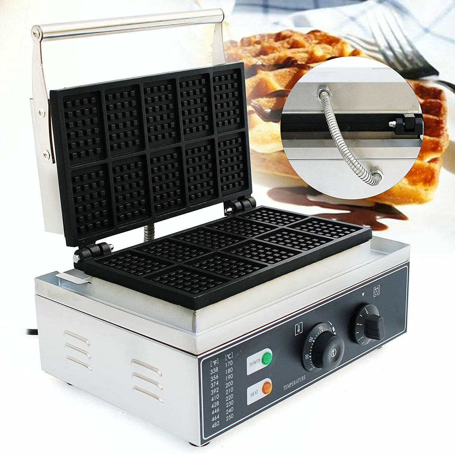 110V Commercial Stainless Steel Nonstick 10PCS Waffle Maker B80915