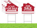 Red Double Sided Real Estate Yard Sign with H Wire Stakes P5027