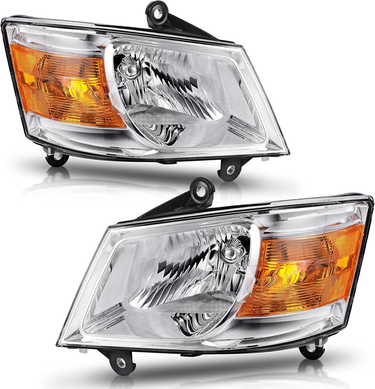 Chrome Housing Amber Reflector Clear Lens Headlight Assembly A87276