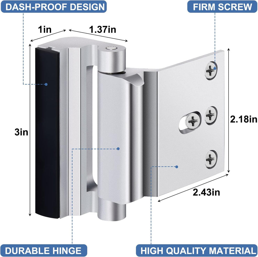 6 Pack Door Reinforcement Locks with 48 Screws, Aluminum Construction W3906