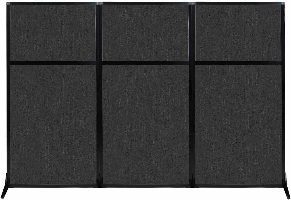 Portable Free Standing Privacy Screen with Black Fabric Panels Q9377