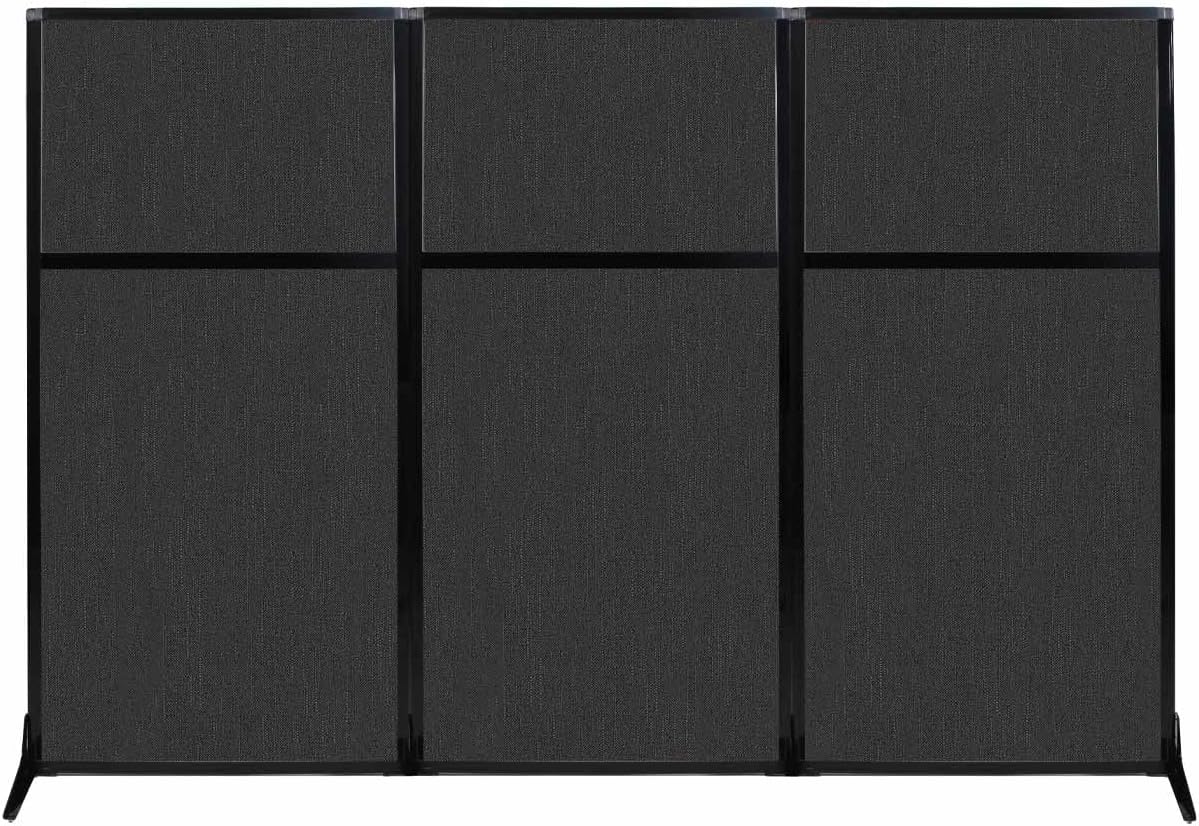Portable Free Standing Privacy Screen with Black Fabric Panels Q9377