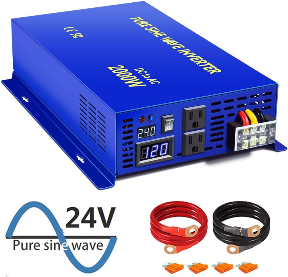 2000 Watt Pure Sine Wave Power Inverter 24V DC to 120V AC H780