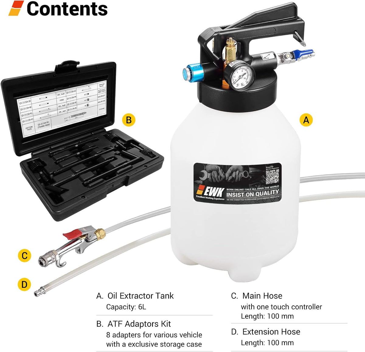 6L Automatic Transmission Fluid Pump Fluid Evacuator and Dispenser with 8 Adapters D5829
